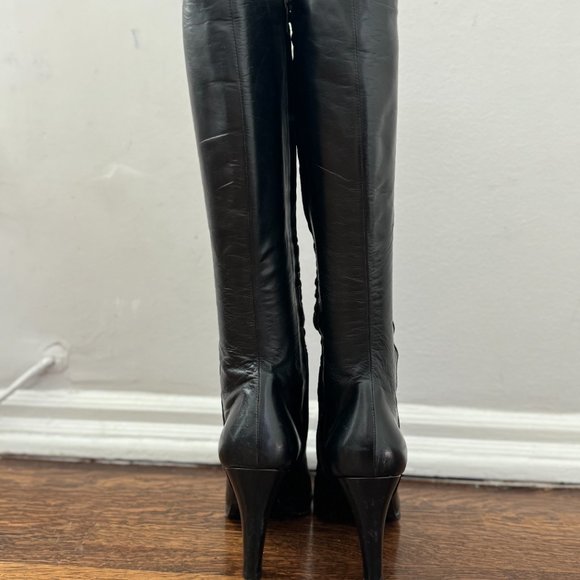 L.K. Bennett London  Black Leather Knee high Boots - Picture 4 of 8